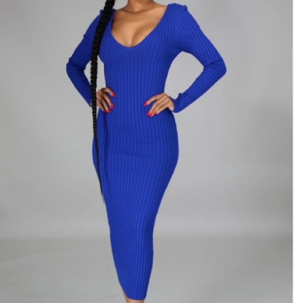 V-Neck Sweater Dress